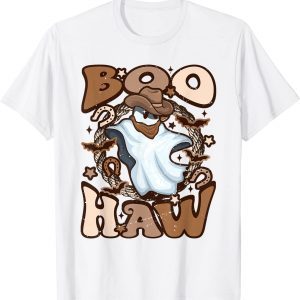 Cowboy Cowgirl Ghost Boo Haw Retro Halloween Western Ghost 2022 Shirt