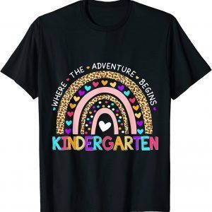 Cute Leopard Rainbow Kindergarten Where The Adventure Begins 2022 Shirt