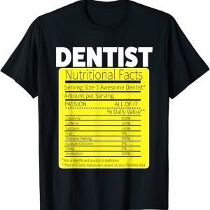 Dentist Nutrition Facts 2022 Shirt