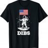 Dibs American Flag Astronaut Space, 4th Of July Classic T-Shirt