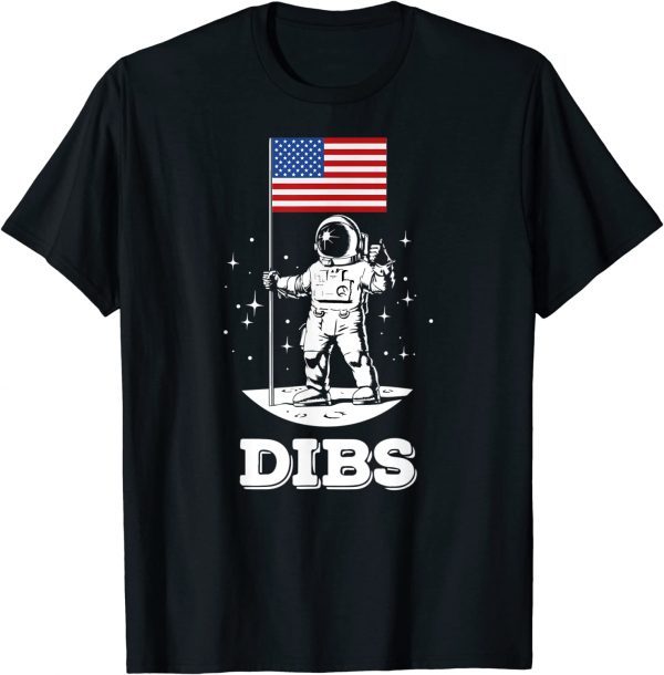 Dibs American Flag Astronaut Space, 4th Of July Classic T-Shirt