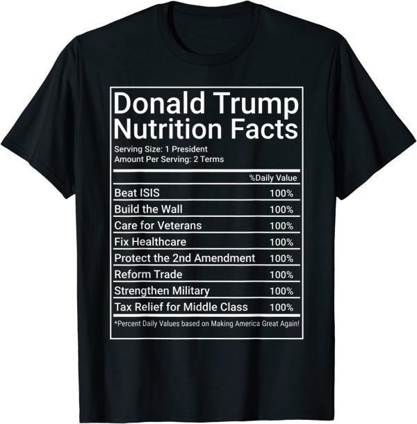 Donald Trump Nutrition Facts - 1 President 2 Terms - 2024 Limited Shirt