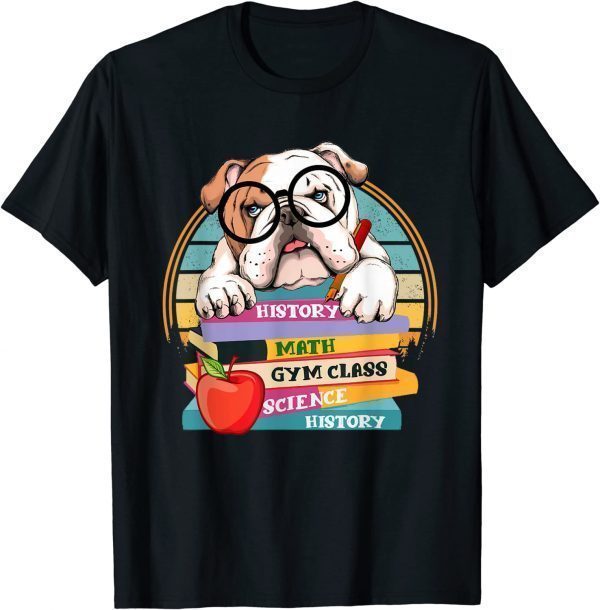 English Bulldog Back To School Book Worm Dog Classic Shirt