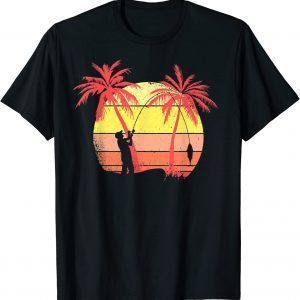 Fisherman Fishing From Boat Summer Sunset 80s Palm Classic Shirt