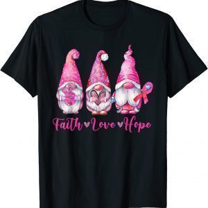 Gnomes Pink Warrior Faith Hope Love Breast Cancer Awareness 2022 Shirt