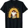 Groovy Spooky Season Pumpkin Floral Ghost Halloween Rainbow 2022 Shirt