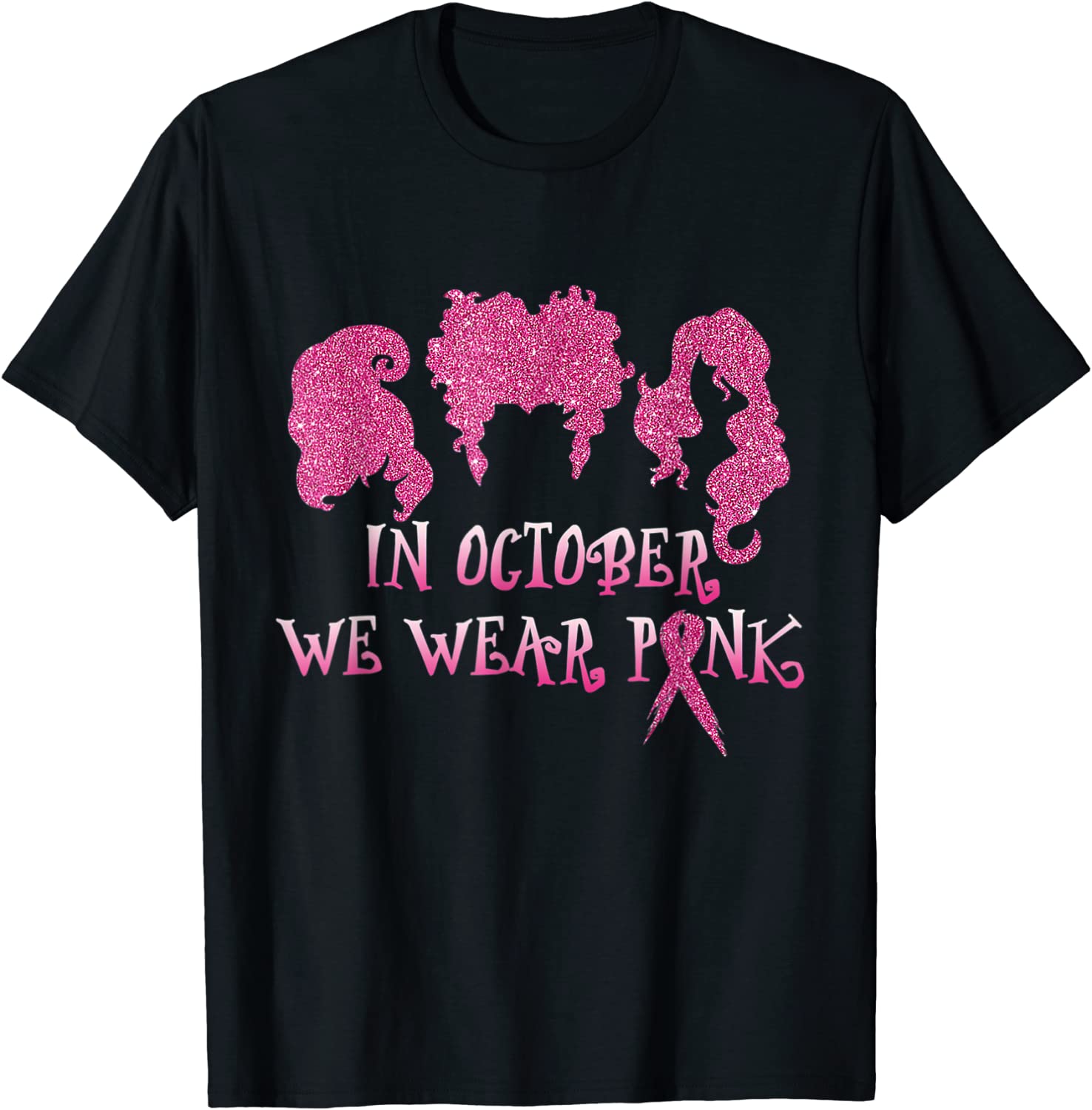 Halloween Hocus In October We Wear Pink Breast Cancer Po Cus Tee Shirt