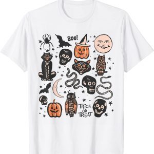 Halloween Season Trick Or Treat Pumpkin Skull Spooky Vibes Classic Shirt