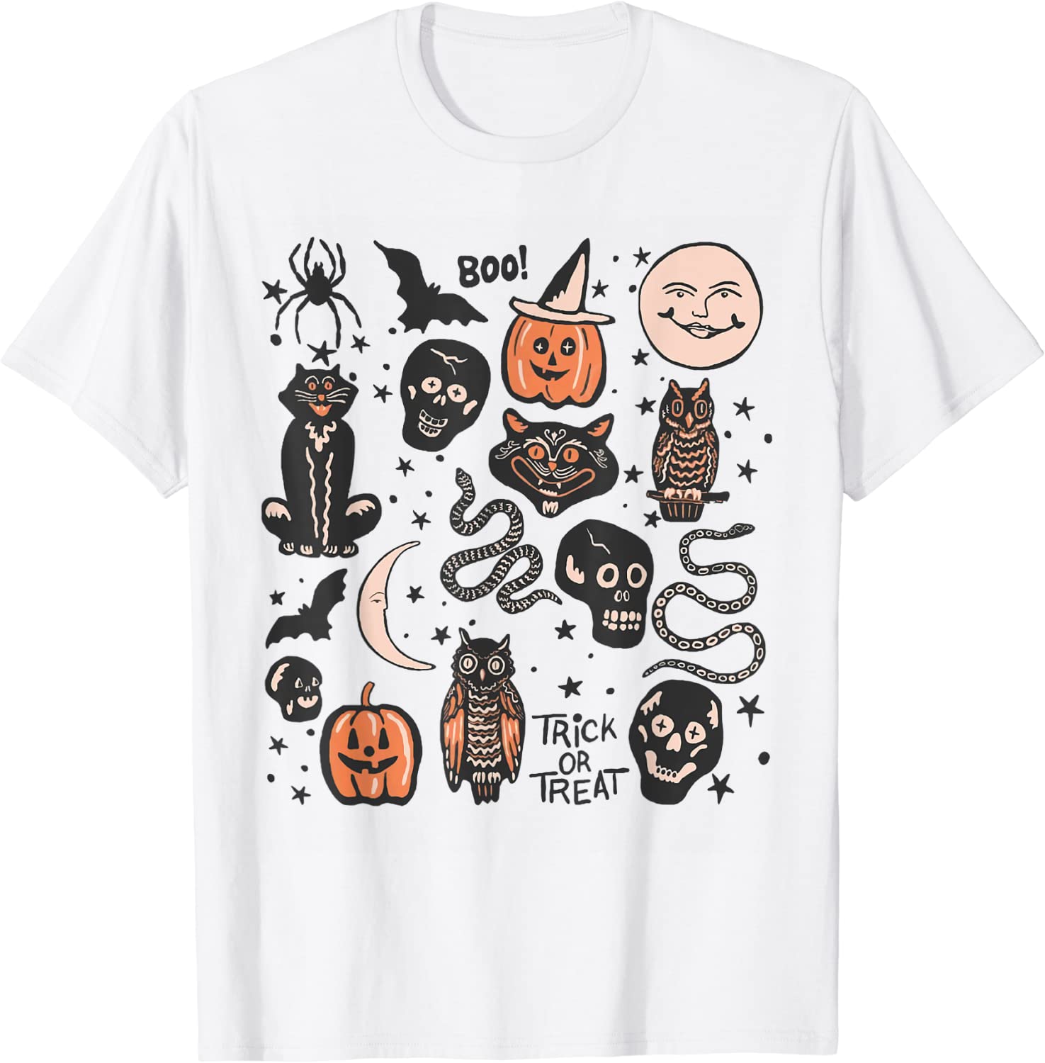 Halloween Season Trick Or Treat Pumpkin Skull Spooky Vibes Classic Shirt
