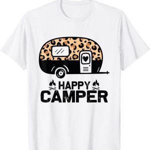 Happy Camper Leopard Matching Camping Crew 2022 Shirt