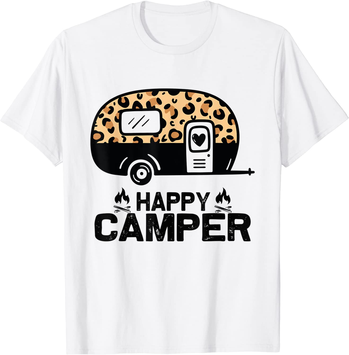 Happy Camper Leopard Matching Camping Crew 2022 Shirt