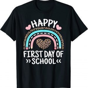 Happy First Day Of School Back To School Leopard Rainbow 2022 Shirt