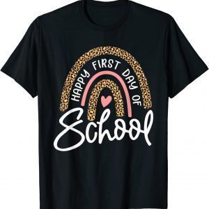 Happy First Day of School Leopard Rainbow Back To School Classic ShirtHappy First Day of School Leopard Rainbow Back To School Classic Shirt
