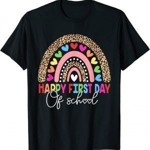 Happy First day of School Rainbow Leopard Teacher T-Shirt