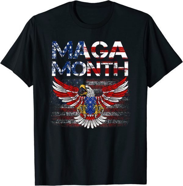 Happy Maga Month-Rainbow American Flag-Maga Month Maga Month Classic Shirt