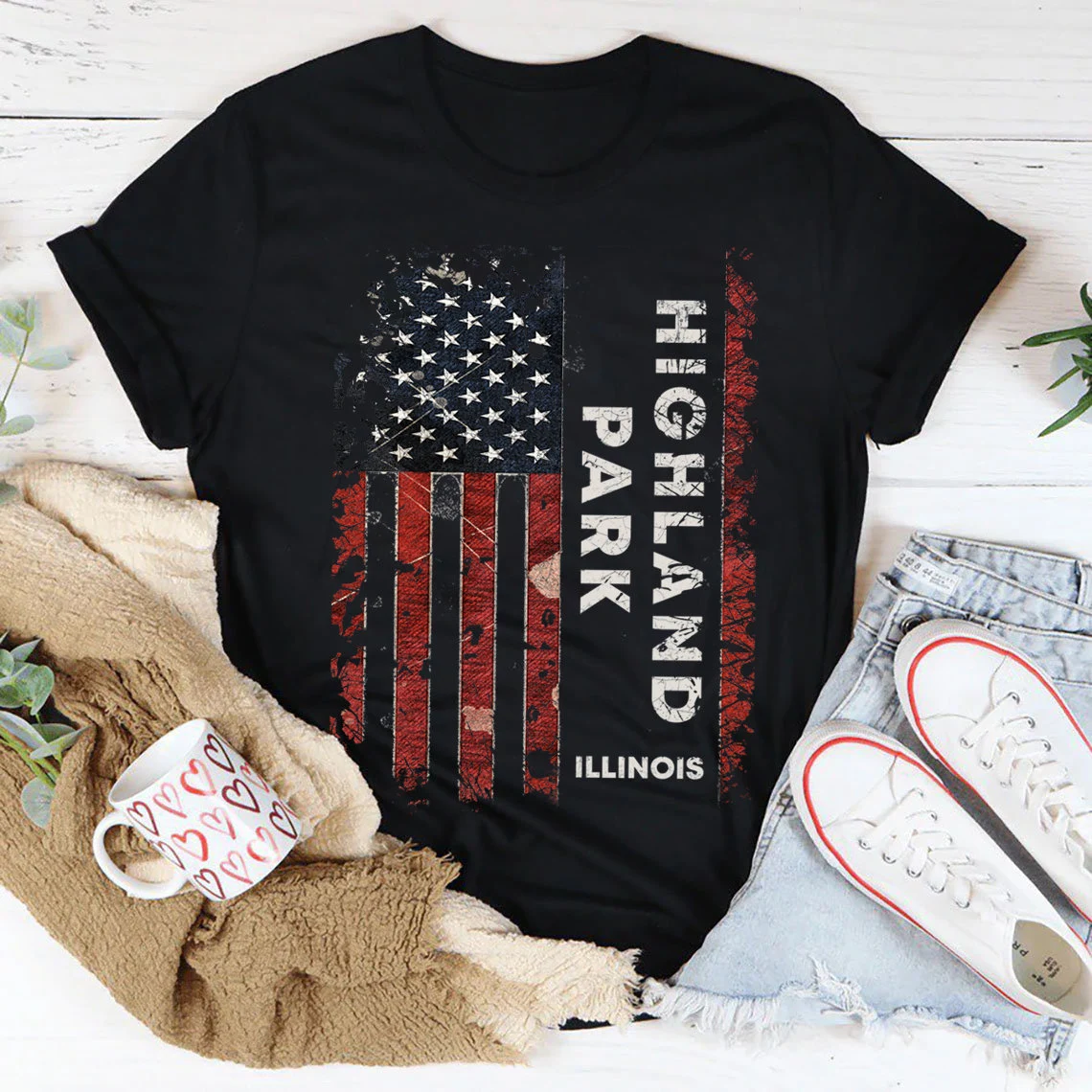Highland Park Illinois US Flag Retro 2022 Shirt