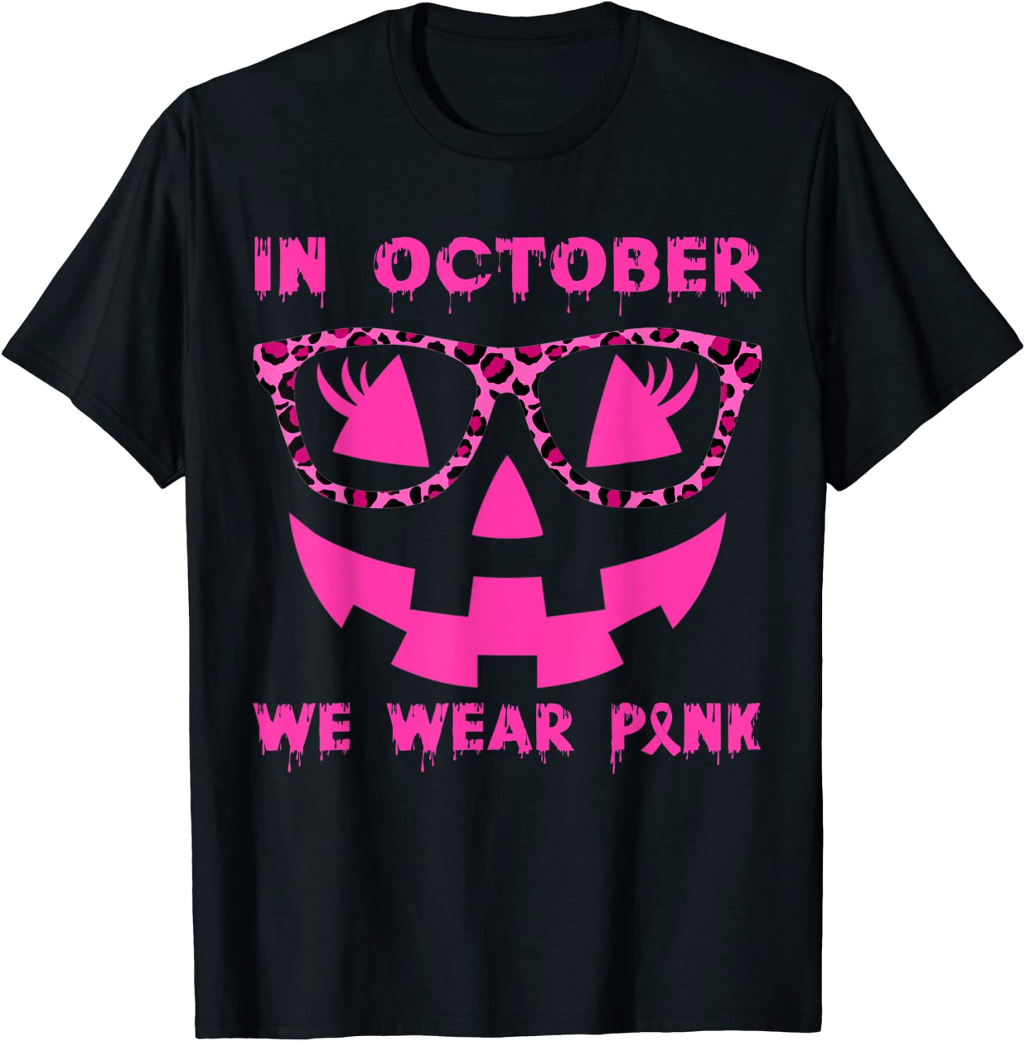 In October We Wear Pink Breast Cancer Jackolantern Halloween 2022 Shirt