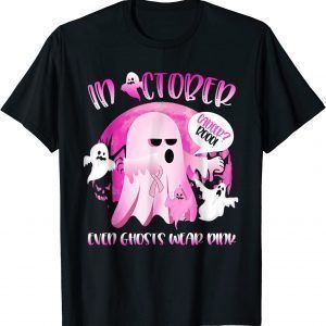 In October We Wear Pink Ghost Boo Breast Cancer Halloween 2022 Shirt