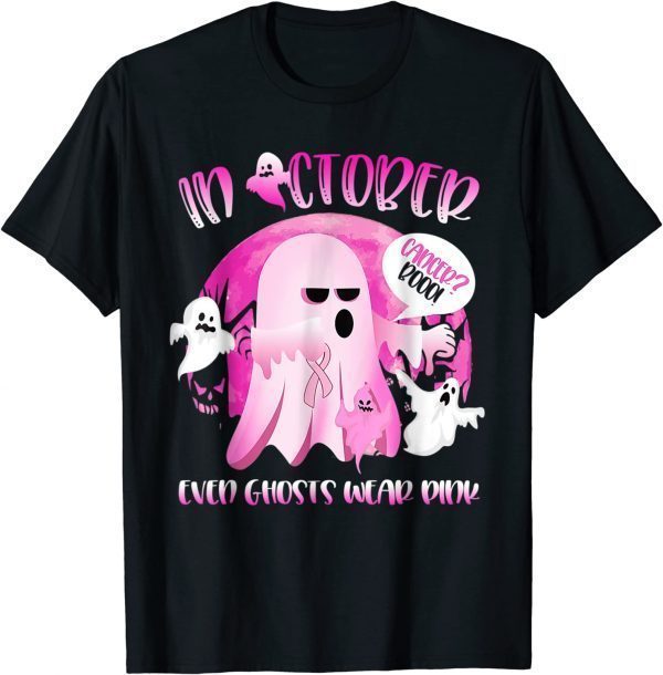 In October We Wear Pink Ghost Boo Breast Cancer Halloween 2022 Shirt