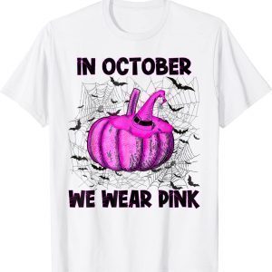 In October We Wear Pink Pumpkin Buffalo Plaid Halloween 2022 Shirt