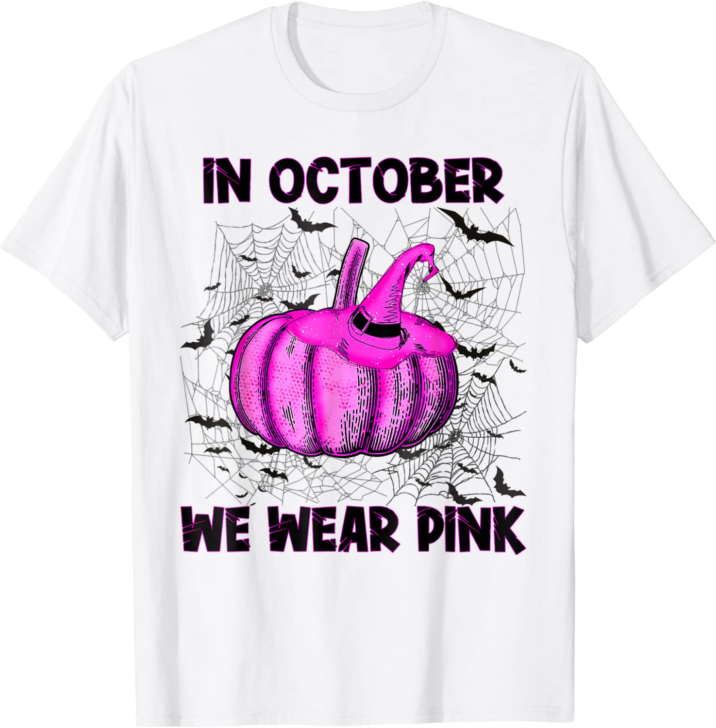 In October We Wear Pink Pumpkin Buffalo Plaid Halloween 2022 Shirt