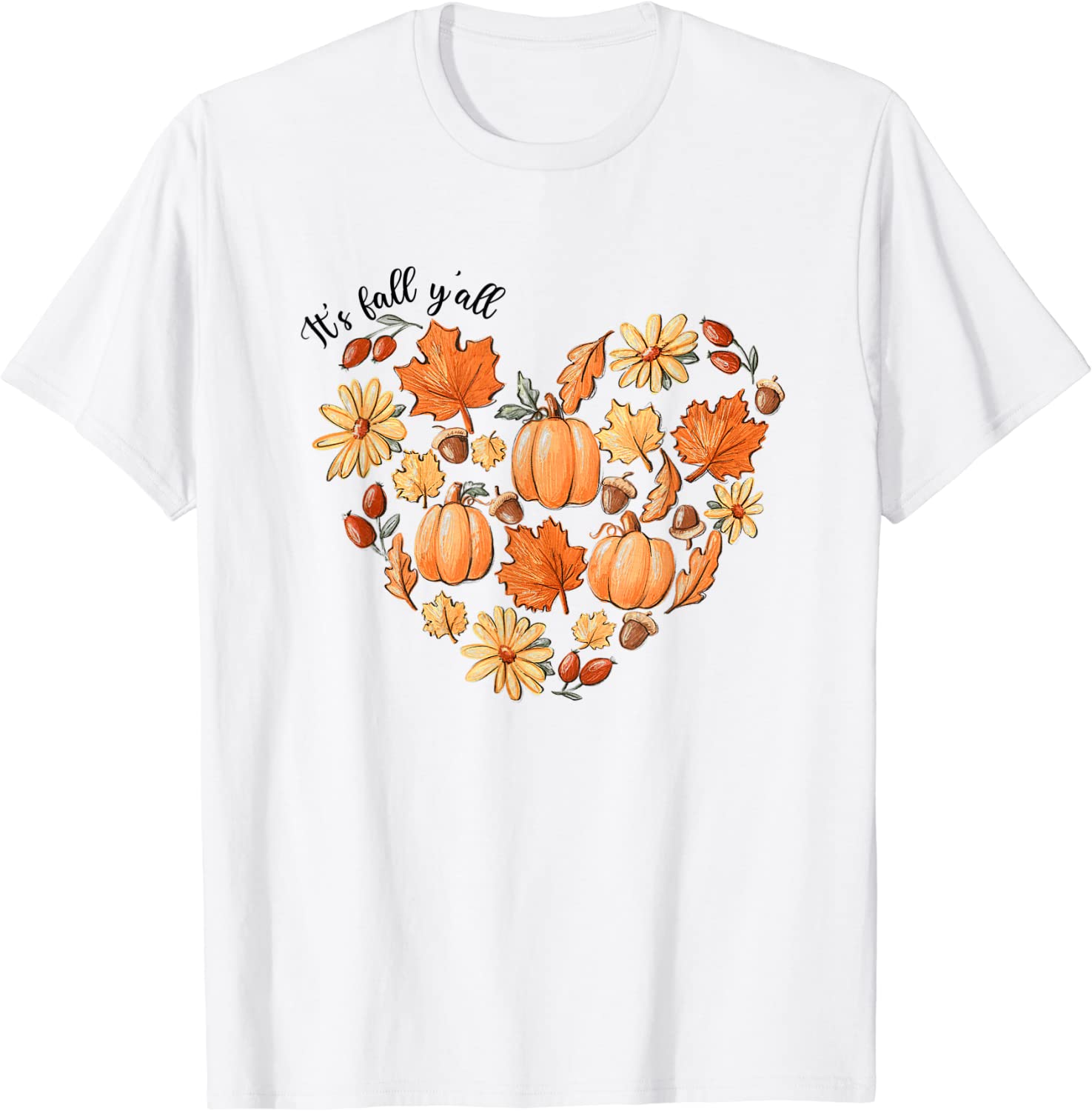 It's fall y'all vintage pumpkin leaf fall autumn heart T-Shirt