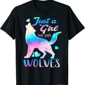 Just A Girl Who Loves Wolves Howling Wolf Dog T-Shirt