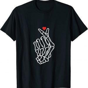 Korean hand Sign Finger Heart Hand I Love You Skeleton Hand Classic Shirt