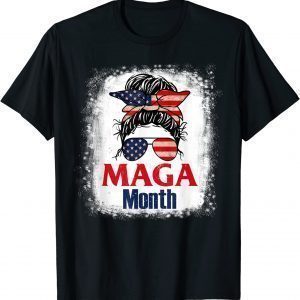 Messy Bun Hair Old Happy MAGA Month Patriotic American Flag Classic Shirt