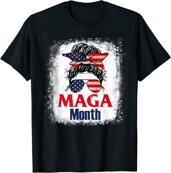 Messy Bun Hair Old Happy MAGA Month Patriotic American Flag Classic Shirt