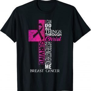 Pink Ribbon Breast Cancer Survivor Christian Cross 2022 Shirt