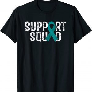 Support Squad Ovarian Cancer Awareness Teal Ribbon Classic Shirt