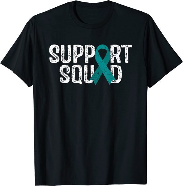 Support Squad Ovarian Cancer Awareness Teal Ribbon Classic Shirt