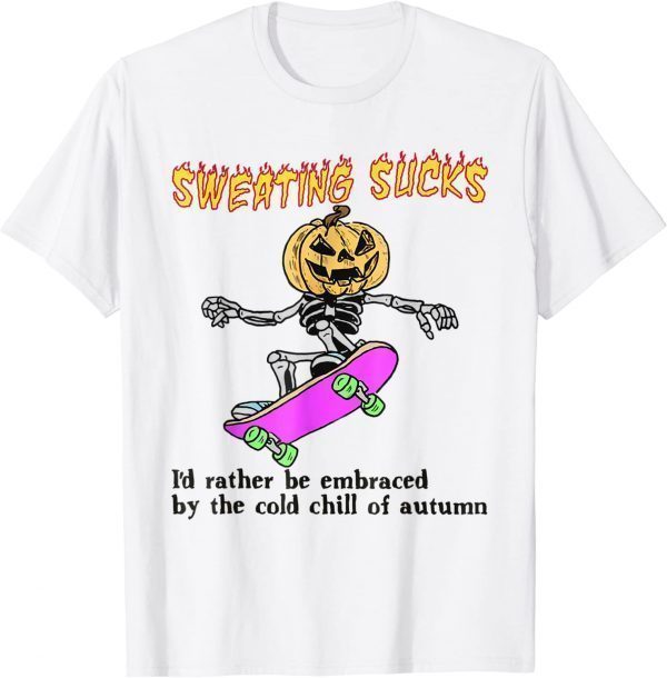 Sweating Sucks Skeleton Pumpkin Head Halloween Classic Shirt