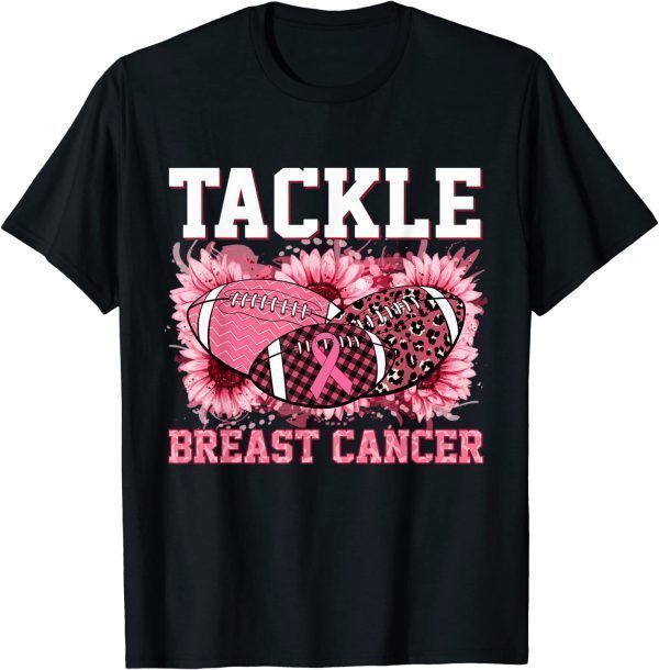 Tackle Breast Cancer Ribbon Leopard Plaid Football Sunflower 2022Shirt