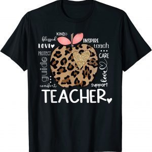 Teacher Life Leopard Apple Teacher's Day Back To School 2022 Shirt