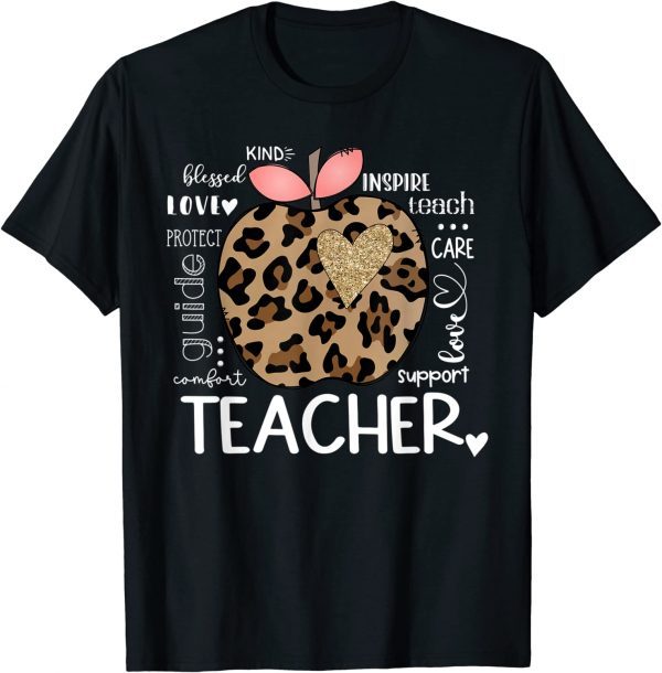 Teacher Life Leopard Apple Teacher's Day Back To School 2022 Shirt