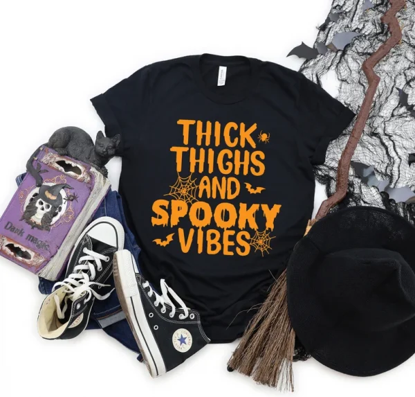 Thick Thighs Spooky Vibes Halloween 2022 Shirt