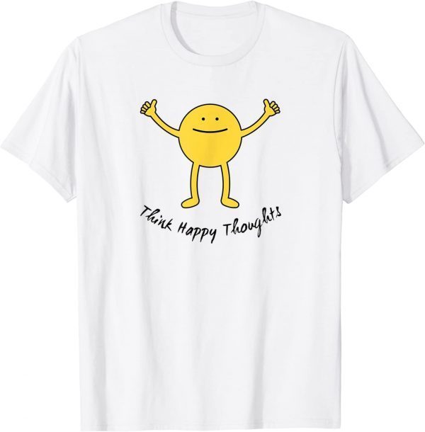 Think Happy Thoughts Cute Yellow Smile Face Motivation Classic Shirt