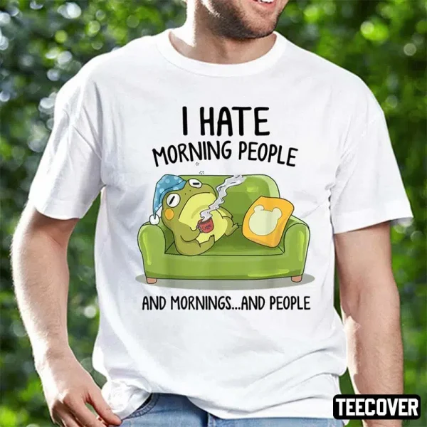 Toad Frog Drinking Coffee I Hate Morning People 2022 Shirt