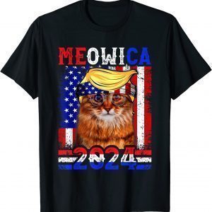 Trump 2024 Fourth Of July American Flag Cat Retro Meowica Classic Shirt