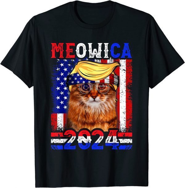 Trump 2024 Fourth Of July American Flag Cat Retro Meowica Classic Shirt