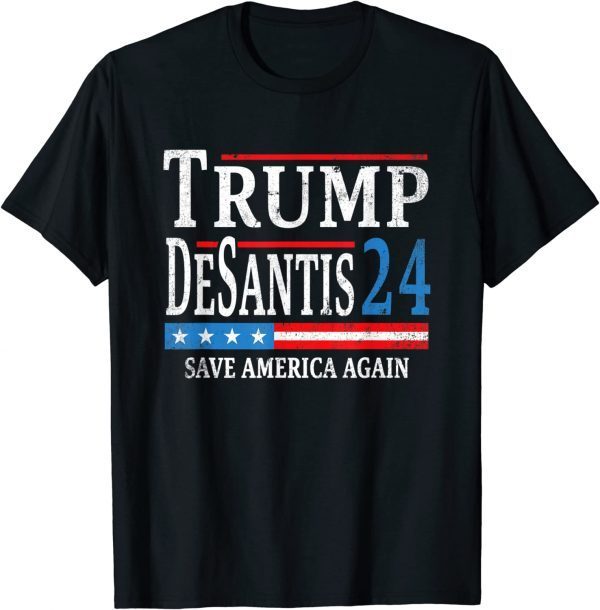 Trump Desantis 2024 Save America Again Republican Election T-Shirt