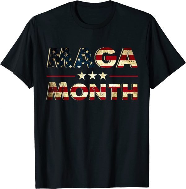 Vintage Old Happy MAGA Month Patriotic American Flag Trendy 2022 Shirt