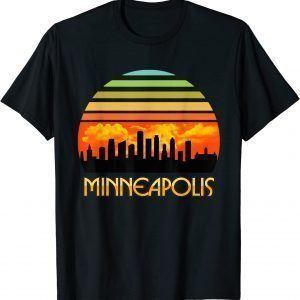 Vintage Retro Sunset Downtown Minneapolis Skyline Classic Shirt