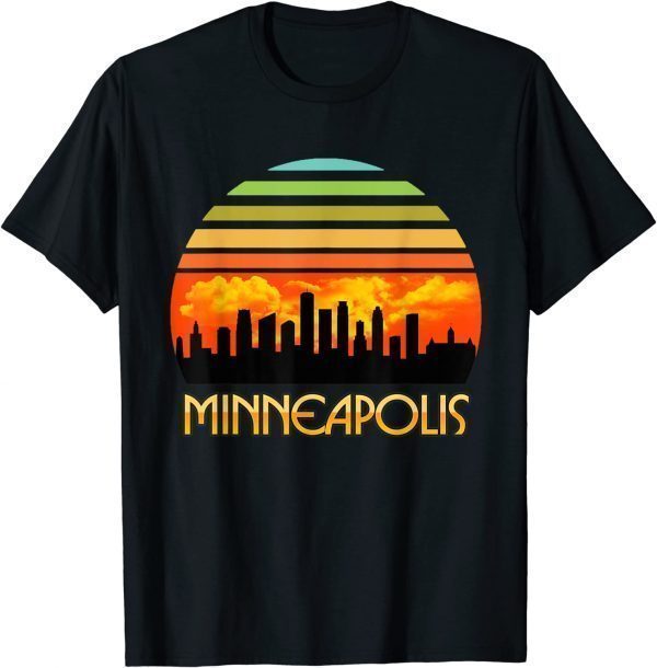 Vintage Retro Sunset Downtown Minneapolis Skyline Classic Shirt