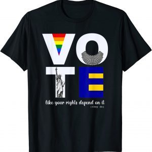Vote Dissent Collar Statue of Liberty Pride Flag Equality Classic Shirt