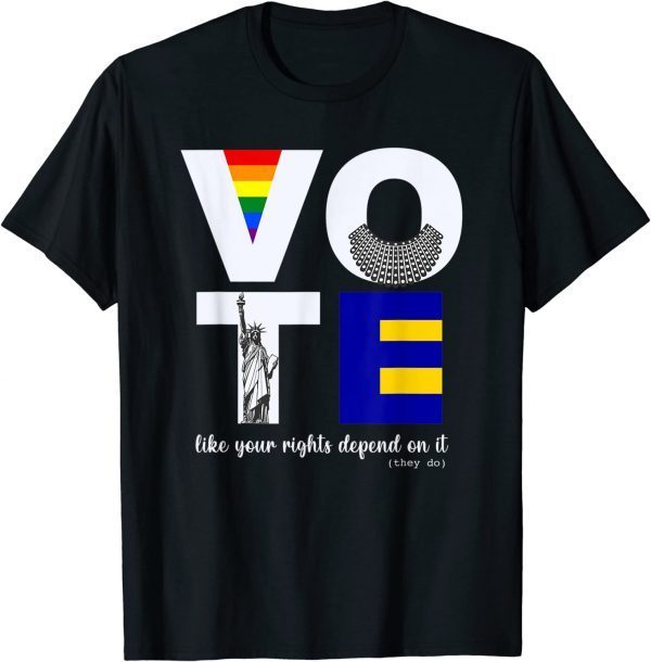 Vote Dissent Collar Statue of Liberty Pride Flag Equality Classic Shirt