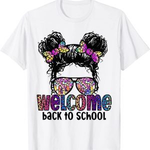 Welcome back to school daughter girls messy bun leopard cute Classic Shirt