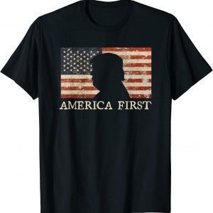 America First 2024 Pro Trump Silhouette US Flag Vintage Classic Shirt